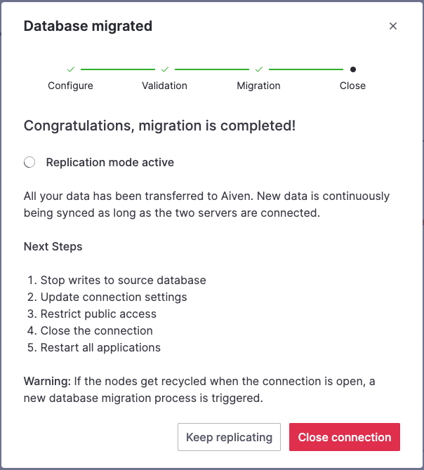 Close database connection